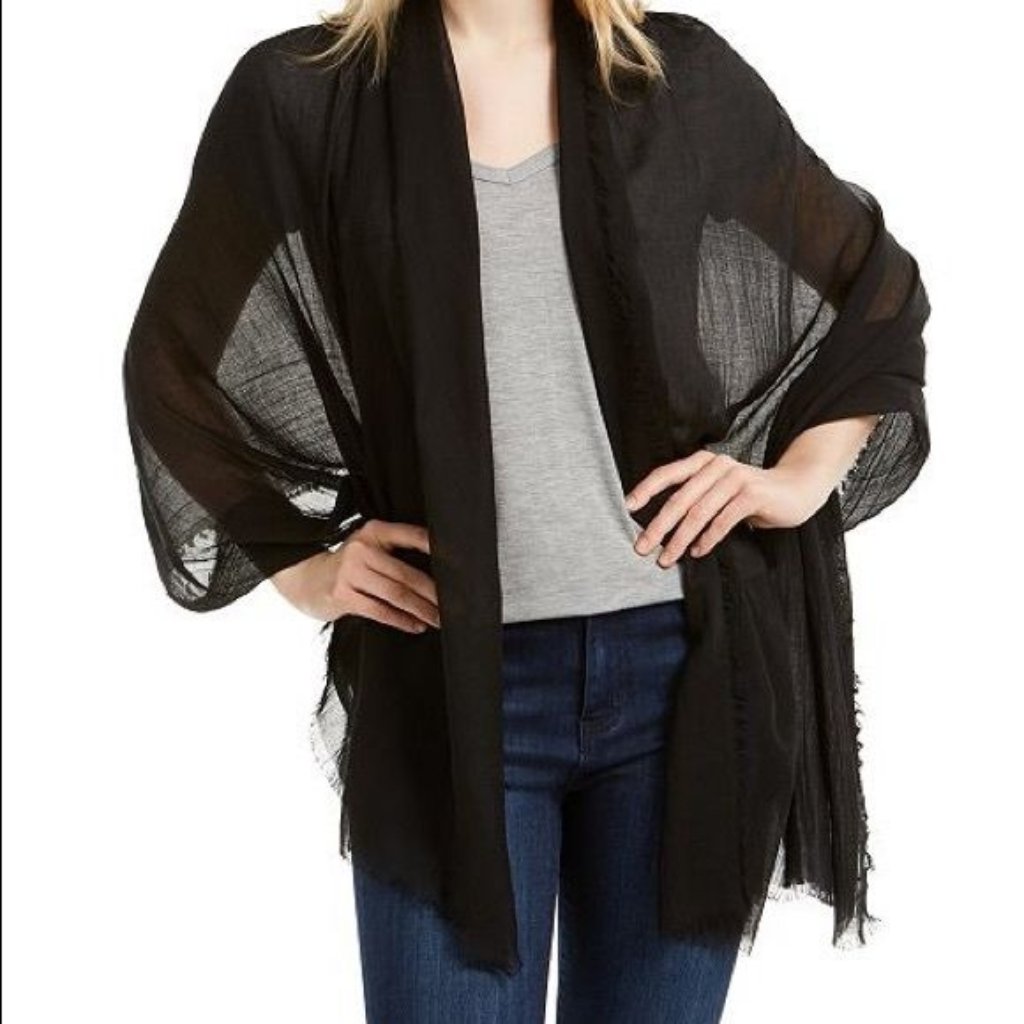 Echo Solid Soft Crinkle Wrap - Black - Nwt